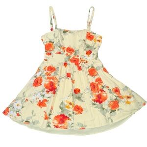 Altar’d State S Floral Pastel Yellow Mini Dress Open Tie Back Summer Classic